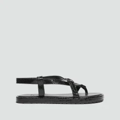Toe Ring Sandal in Embossed Leather