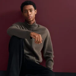Turtleneck Cardigan in Boiled Wool