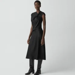 Twist Bodice Dress in Satin