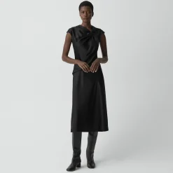 Twist Bodice Dress in Satin