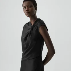 Twist Bodice Dress in Satin
