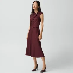 Twist Bodice Dress in Satin