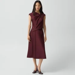 Twist Bodice Dress in Satin