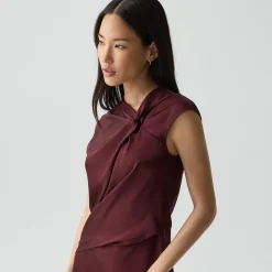 Twist Bodice Dress in Satin