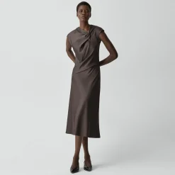Twist Bodice Dress in Satin