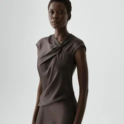 Twist Bodice Dress in Satin