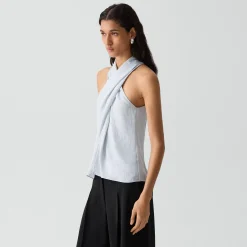 Twisted Halter Top in Washed Twill