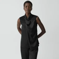 Twisted Split Blouse in Satin