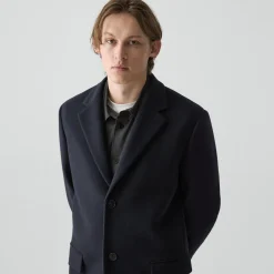 Two-Button Coat in Plush Melton