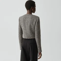 U-Neck Cardigan in Striped Tweed