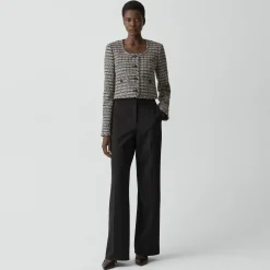 U-Neck Cardigan in Striped Tweed