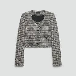 U-Neck Cardigan in Striped Tweed
