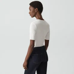 U-Neck Tee in Stretch Rib