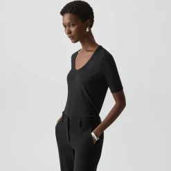 U-Neck Tee in Stretch Rib