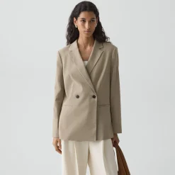 Vented Double-Breasted Blazer in Good Linen