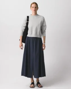 Vented Skirt in Relaxed Poplin