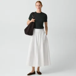 Vented Skirt in Relaxed Poplin