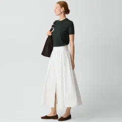 Vented Skirt in Relaxed Poplin