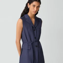 Vented Vest in Washed Twill