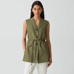 Vented Vest in Washed Twill