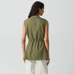 Vented Vest in Washed Twill