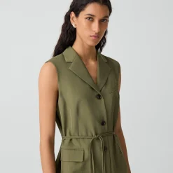 Vented Vest in Washed Twill