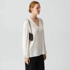 V-Neck Blouse in Silk Georgette