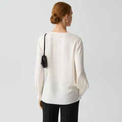 V-Neck Blouse in Silk Georgette