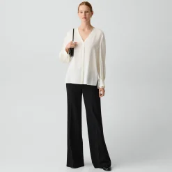V-Neck Blouse in Silk Georgette