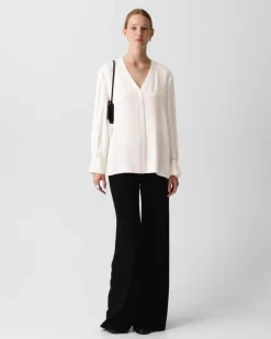V-Neck Blouse in Silk Georgette