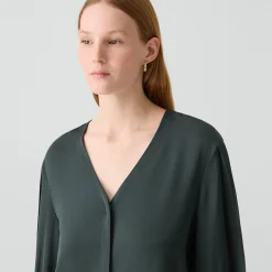 V-Neck Blouse in Silk Georgette