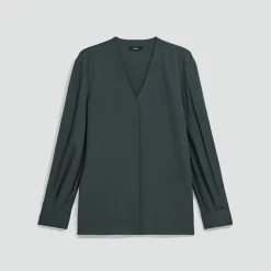 V-Neck Blouse in Silk Georgette