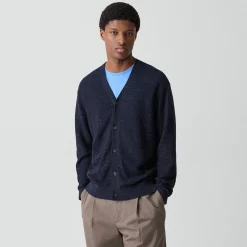 V-Neck Cardigan in Pacific Linen