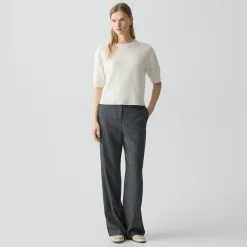 Wide-Leg Pull-On Pant in Marled Flannel