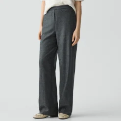 Wide-Leg Pull-On Pant in Marled Flannel