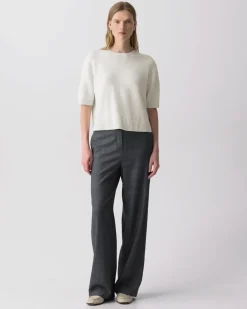 Wide-Leg Pull-On Pant in Marled Flannel