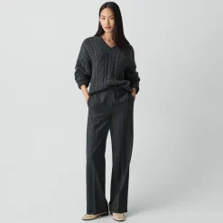 Wide-Leg Pull-On Pant in Sleek Flannel
