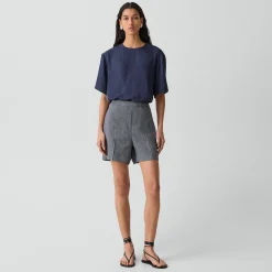 Wide-Leg Pull-On Short in Fluid Linen