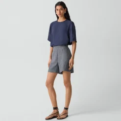 Wide-Leg Pull-On Short in Fluid Linen