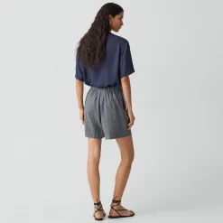 Wide-Leg Pull-On Short in Fluid Linen