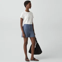 Wide-Leg Pull-On Short in Fluid Linen