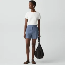 Wide-Leg Pull-On Short in Fluid Linen