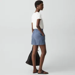 Wide-Leg Pull-On Short in Fluid Linen