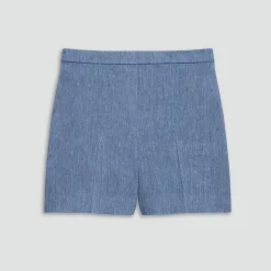 Wide-Leg Pull-On Short in Fluid Linen