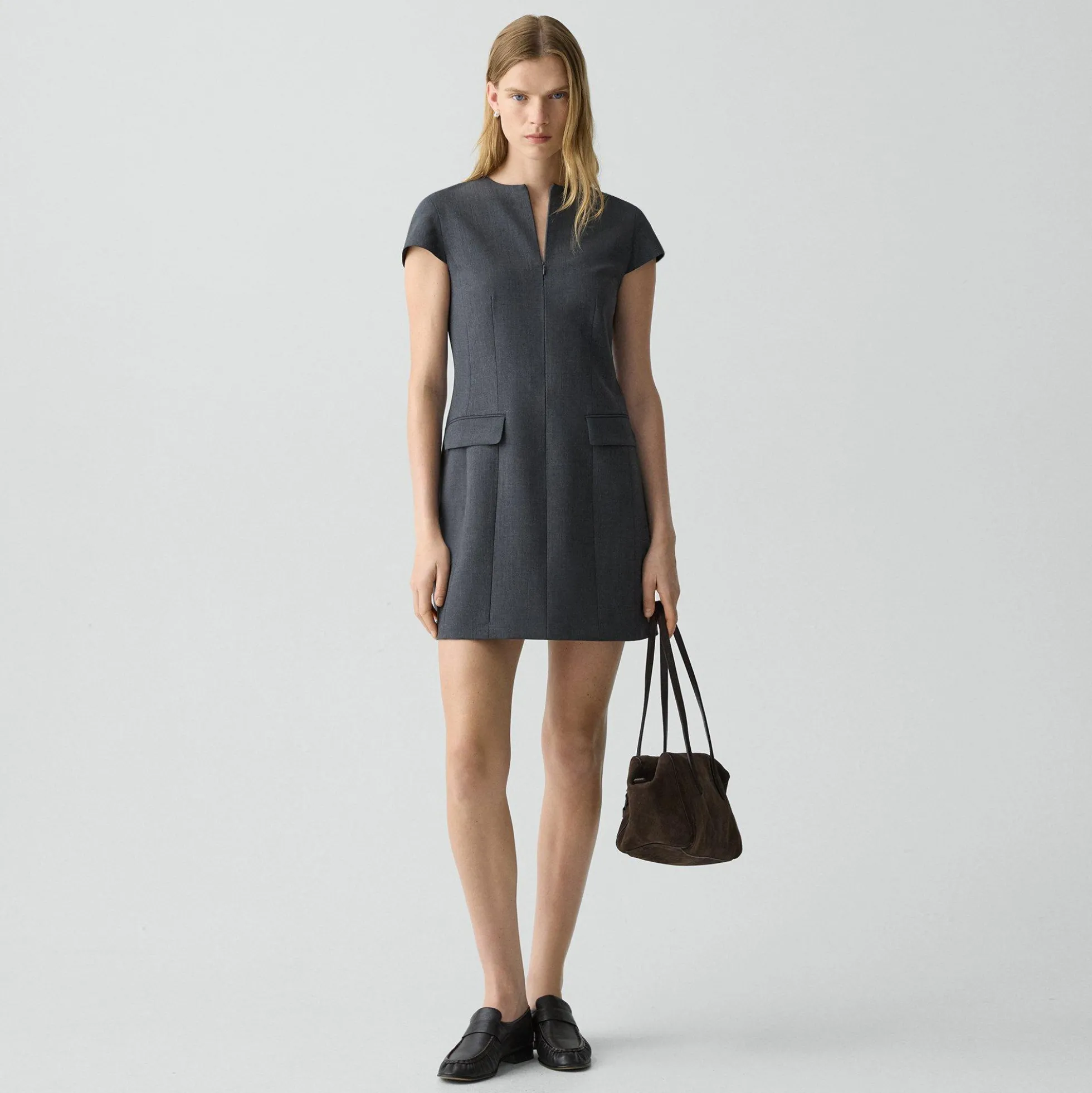Zip Mini Dress in Good Wool