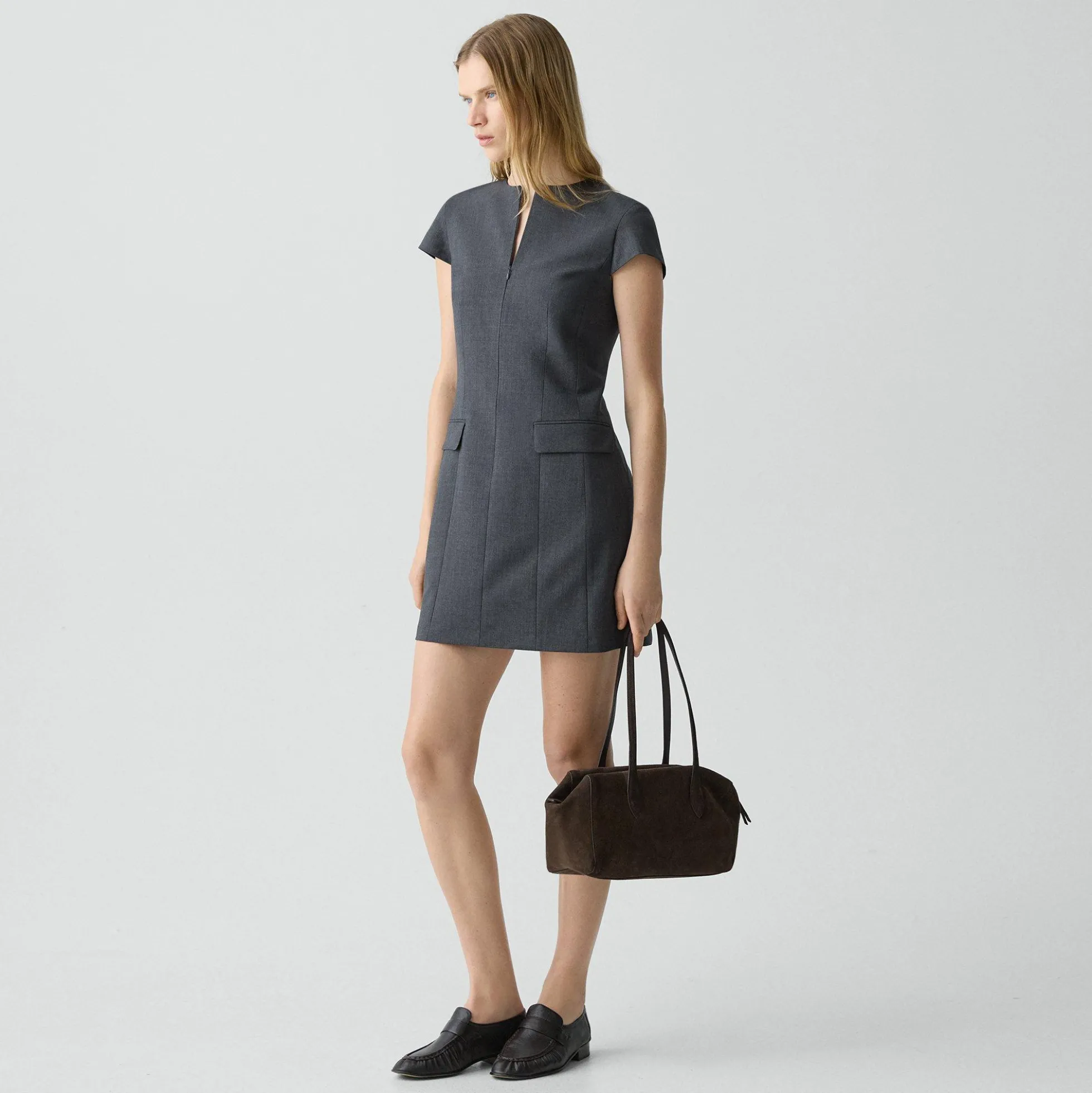 Zip Mini Dress in Good Wool