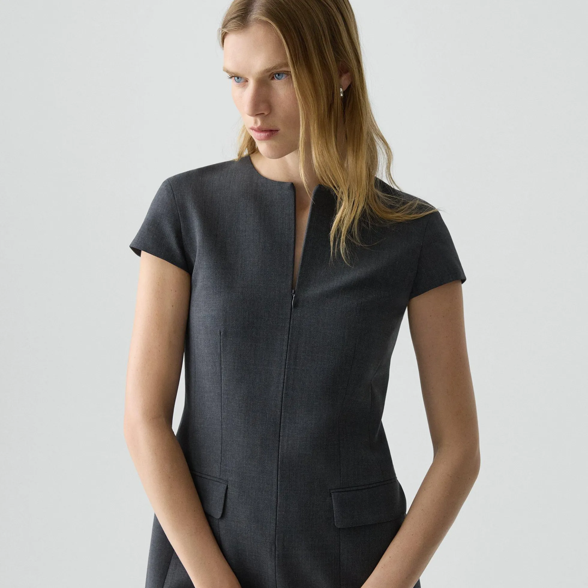 Zip Mini Dress in Good Wool