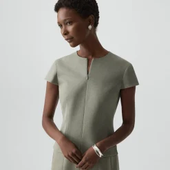Zip Mini Dress in Wool Gabardine